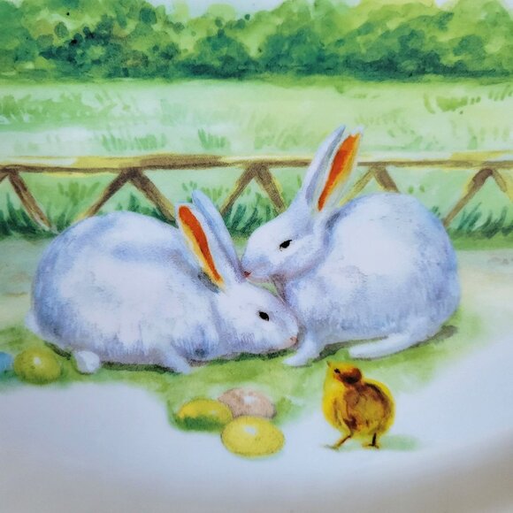 Williams Sonoma 2011 Vintage Bunny Easter Oval Serving Platter Porcelain Large - Picture 2 of 4